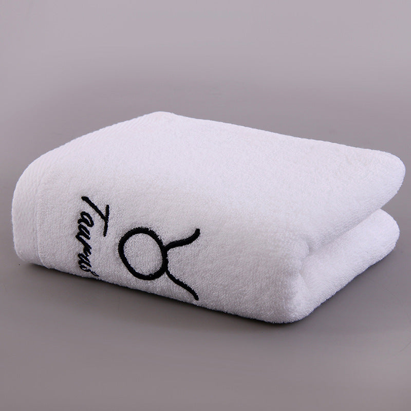 HKM-496339 Plus-sized Thick Absorbent Pure Cotton Constellation Bath Towel with Embroidery