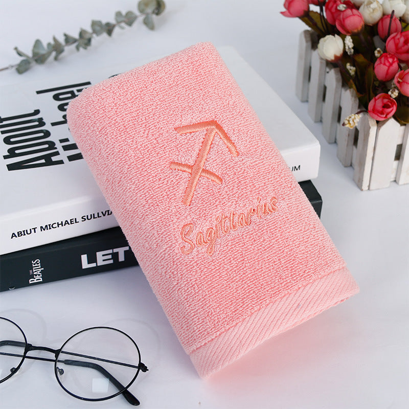 HKM-496339 Plus-sized Thick Absorbent Pure Cotton Constellation Bath Towel with Embroidery