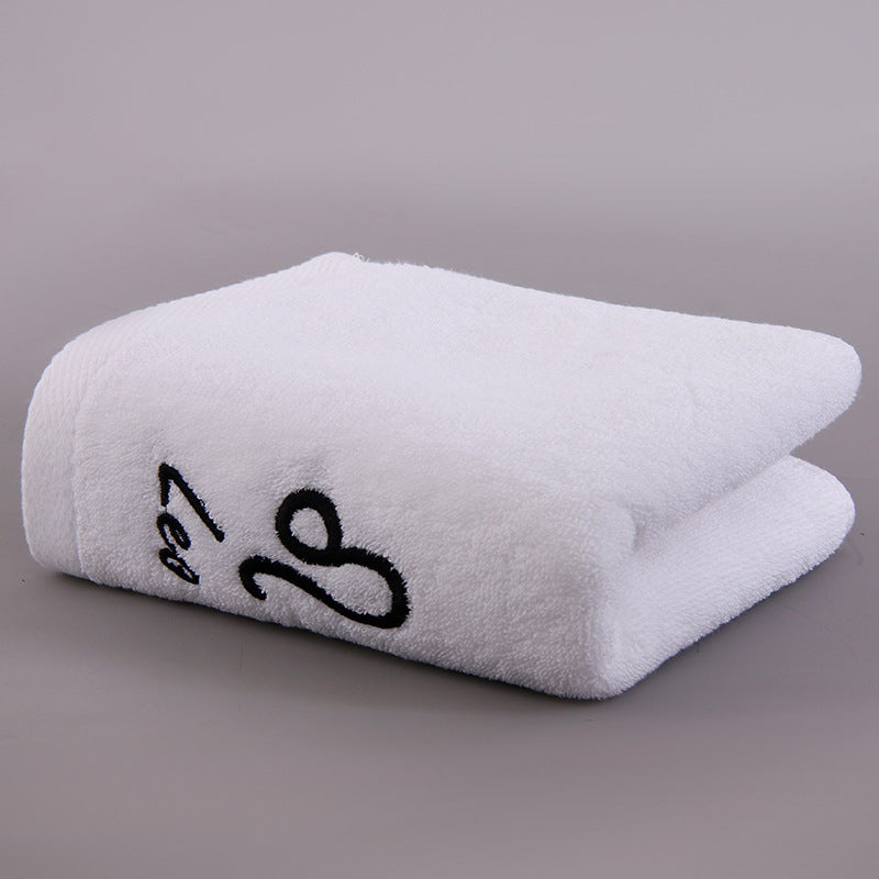 HKM-496339 Plus-sized Thick Absorbent Pure Cotton Constellation Bath Towel with Embroidery