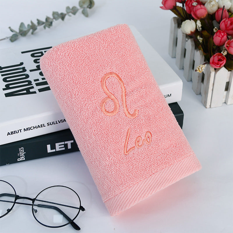 HKM-496339 Plus-sized Thick Absorbent Pure Cotton Constellation Bath Towel with Embroidery