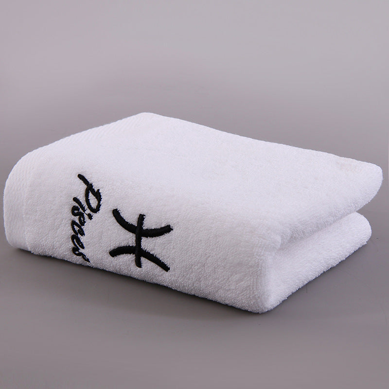 HKM-496339 Plus-sized Thick Absorbent Pure Cotton Constellation Bath Towel with Embroidery