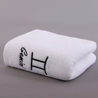 HKM-496339 Plus-sized Thick Absorbent Pure Cotton Constellation Bath Towel with Embroidery