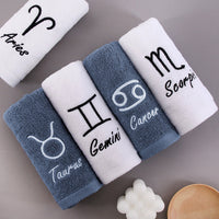 HKM-496339 Plus-sized Thick Absorbent Pure Cotton Constellation Bath Towel with Embroidery