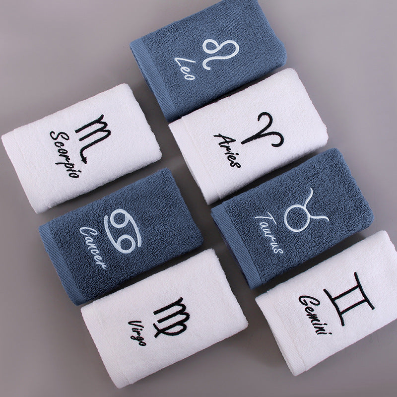 HKM-496339 Plus-sized Thick Absorbent Pure Cotton Constellation Bath Towel with Embroidery