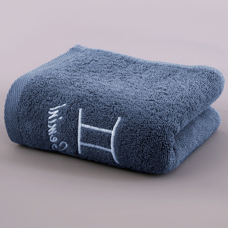 HKM-496339 Plus-sized Thick Absorbent Pure Cotton Constellation Bath Towel with Embroidery