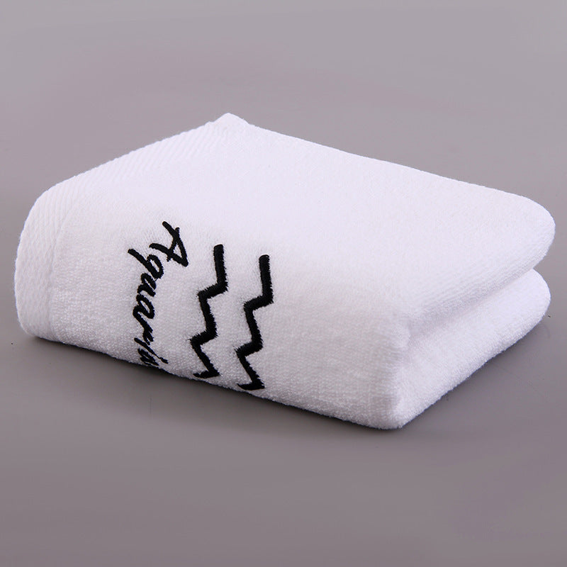 HKM-496339 Plus-sized Thick Absorbent Pure Cotton Constellation Bath Towel with Embroidery