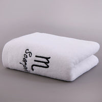 HKM-496339 Plus-sized Thick Absorbent Pure Cotton Constellation Bath Towel with Embroidery