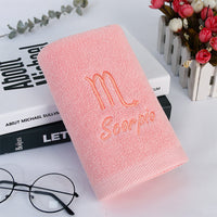 HKM-496339 Plus-sized Thick Absorbent Pure Cotton Constellation Bath Towel with Embroidery