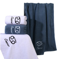 HKM-496339 Plus-sized Thick Absorbent Pure Cotton Constellation Bath Towel with Embroidery