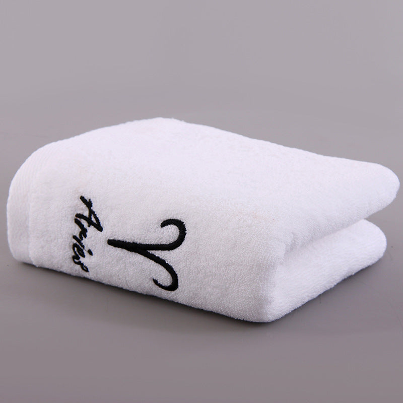 HKM-496339 Plus-sized Thick Absorbent Pure Cotton Constellation Bath Towel with Embroidery