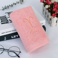 HKM-496339 Plus-sized Thick Absorbent Pure Cotton Constellation Bath Towel with Embroidery
