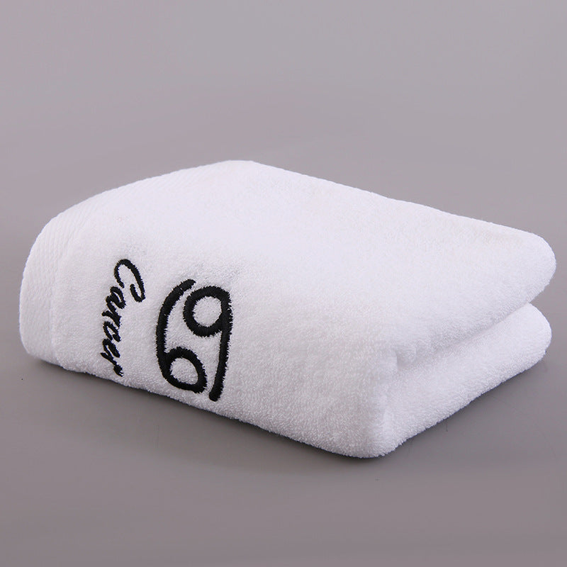 HKM-496339 Plus-sized Thick Absorbent Pure Cotton Constellation Bath Towel with Embroidery