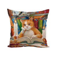 HKM-496467 Northern European Style Cat Pattern Linen Cushion Cover - 45 x 45cm