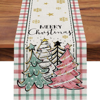 HKM-496531 Christmas Trees Winter Table Runner, 13 x 72 Inch Seasonal Holiday Kitchen Dining Décor for Indoor and Outdoor Celebrations