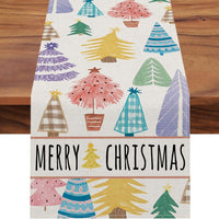 HKM-496531 Christmas Trees Winter Table Runner, 13 x 72 Inch Seasonal Holiday Kitchen Dining Décor for Indoor and Outdoor Celebrations