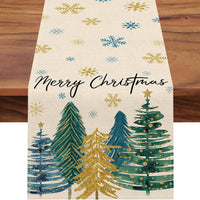 HKM-496531 Christmas Trees Winter Table Runner, 13 x 72 Inch Seasonal Holiday Kitchen Dining Décor for Indoor and Outdoor Celebrations