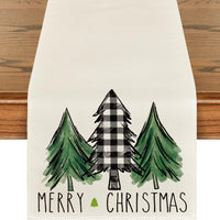 HKM-496531 Christmas Trees Winter Table Runner, 13 x 72 Inch Seasonal Holiday Kitchen Dining Décor for Indoor and Outdoor Celebrations