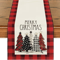 HKM-496531 Christmas Trees Winter Table Runner, 13 x 72 Inch Seasonal Holiday Kitchen Dining Décor for Indoor and Outdoor Celebrations