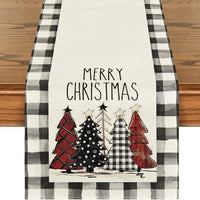 HKM-496531 Christmas Trees Winter Table Runner, 13 x 72 Inch Seasonal Holiday Kitchen Dining Décor for Indoor and Outdoor Celebrations