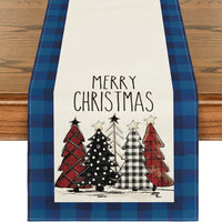 HKM-496531 Christmas Trees Winter Table Runner, 13 x 72 Inch Seasonal Holiday Kitchen Dining Décor for Indoor and Outdoor Celebrations