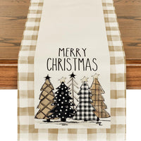 HKM-496531 Christmas Trees Winter Table Runner, 13 x 72 Inch Seasonal Holiday Kitchen Dining Décor for Indoor and Outdoor Celebrations