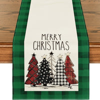 HKM-496531 Christmas Trees Winter Table Runner, 13 x 72 Inch Seasonal Holiday Kitchen Dining Décor for Indoor and Outdoor Celebrations
