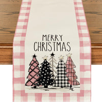 HKM-496531 Christmas Trees Winter Table Runner, 13 x 72 Inch Seasonal Holiday Kitchen Dining Décor for Indoor and Outdoor Celebrations