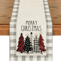 HKM-496531 Christmas Trees Winter Table Runner, 13 x 72 Inch Seasonal Holiday Kitchen Dining Décor for Indoor and Outdoor Celebrations