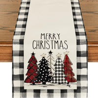 HKM-496531 Christmas Trees Winter Table Runner, 13 x 72 Inch Seasonal Holiday Kitchen Dining Décor for Indoor and Outdoor Celebrations