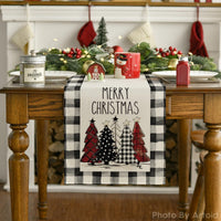 HKM-496531 Christmas Trees Winter Table Runner, 13 x 72 Inch Seasonal Holiday Kitchen Dining Décor for Indoor and Outdoor Celebrations