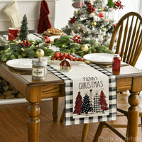 HKM-496531 Christmas Trees Winter Table Runner, 13 x 72 Inch Seasonal Holiday Kitchen Dining Décor for Indoor and Outdoor Celebrations