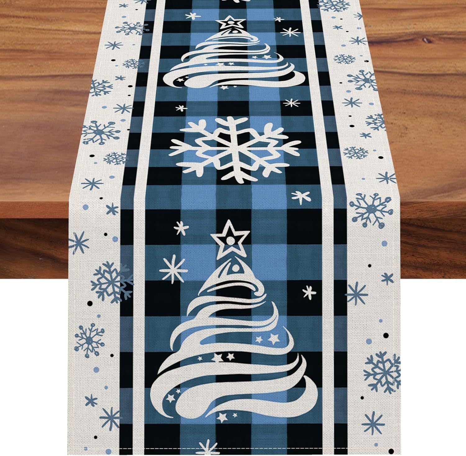 HKM-496531 Christmas Trees Winter Table Runner, 13 x 72 Inch Seasonal Holiday Kitchen Dining Décor for Indoor and Outdoor Celebrations