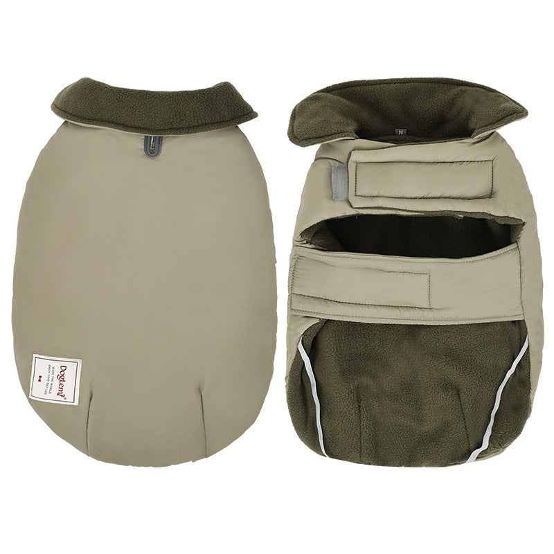 HKM-496595 Lapel Turtleneck Dog Vest - Cold-proof Cotton-padded Pet Clothing in Solid Colors