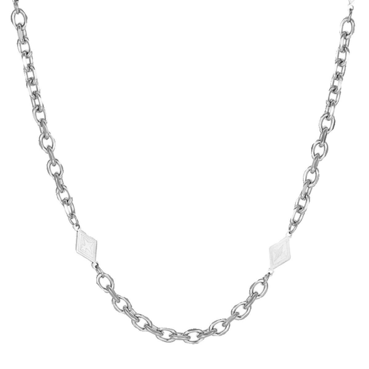 HKM-496595 Unisex Asterism Diamond Necklace with Cuban Link Chain in Titanium Steel