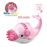 HKM-496723 Dolphin Design Electric Bubble Maker Toy for Kids - 10 Holes Automatic Soap Bubbles Machine