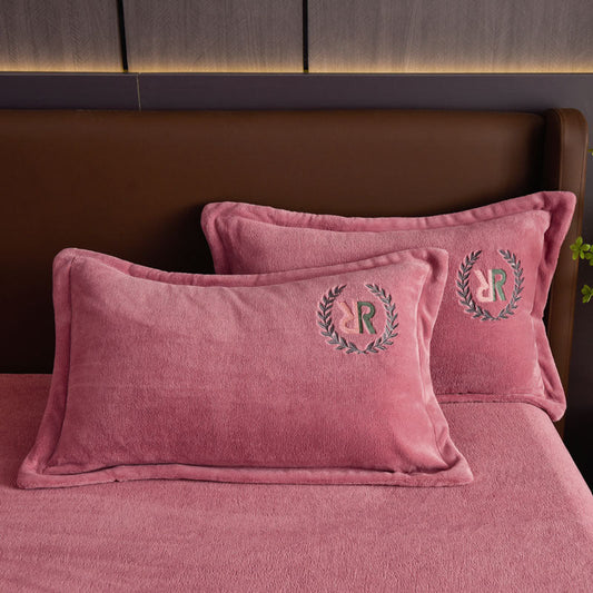 KTX-496723 Heavyweight Solid Color Class A Anti-Static Milk Fiber Fitted Sheet with Pillowcases - Multiple Sizes Available