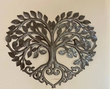 HKM-496851 Metal Heart Tree of Life Wall Art for Home Decoration - Modern Style, 28x25cm & 43x40cm