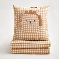 HKM-496915 Cartoon Lion Pillow Blanket - Cute Animal Design, Soft Feather Cotton, 40x40cm & 50x50cm