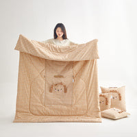 HKM-496915 Cartoon Lion Pillow Blanket - Cute Animal Design, Soft Feather Cotton, 40x40cm & 50x50cm