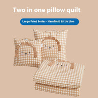 HKM-496915 Cartoon Lion Pillow Blanket - Cute Animal Design, Soft Feather Cotton, 40x40cm & 50x50cm
