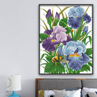 HKM-496915 Iris Flower Cross Stitch Small Embroidery Painting in Ecological Cotton