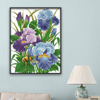 HKM-496915 Iris Flower Cross Stitch Small Embroidery Painting in Ecological Cotton