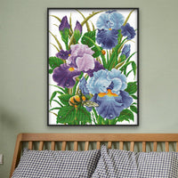 HKM-496915 Iris Flower Cross Stitch Small Embroidery Painting in Ecological Cotton