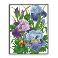 HKM-496915 Iris Flower Cross Stitch Small Embroidery Painting in Ecological Cotton