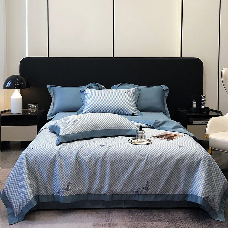HKM-496915 Summer Duvet Four-Piece Set in Washed Silk with Cool Fiber and Polyester Filler