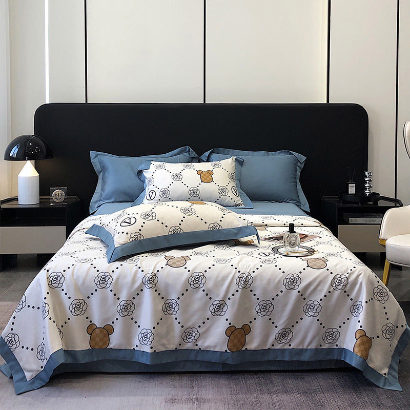 HKM-496915 Summer Duvet Four-Piece Set in Washed Silk with Cool Fiber and Polyester Filler