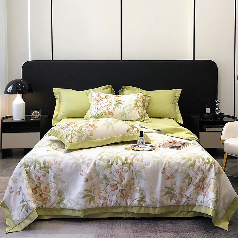 HKM-496915 Summer Duvet Four-Piece Set in Washed Silk with Cool Fiber and Polyester Filler