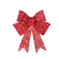 HKM-497043 LED Illuminated Red Satin Christmas Bowknot for Holiday Decor