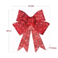 HKM-497043 LED Illuminated Red Satin Christmas Bowknot for Holiday Decor
