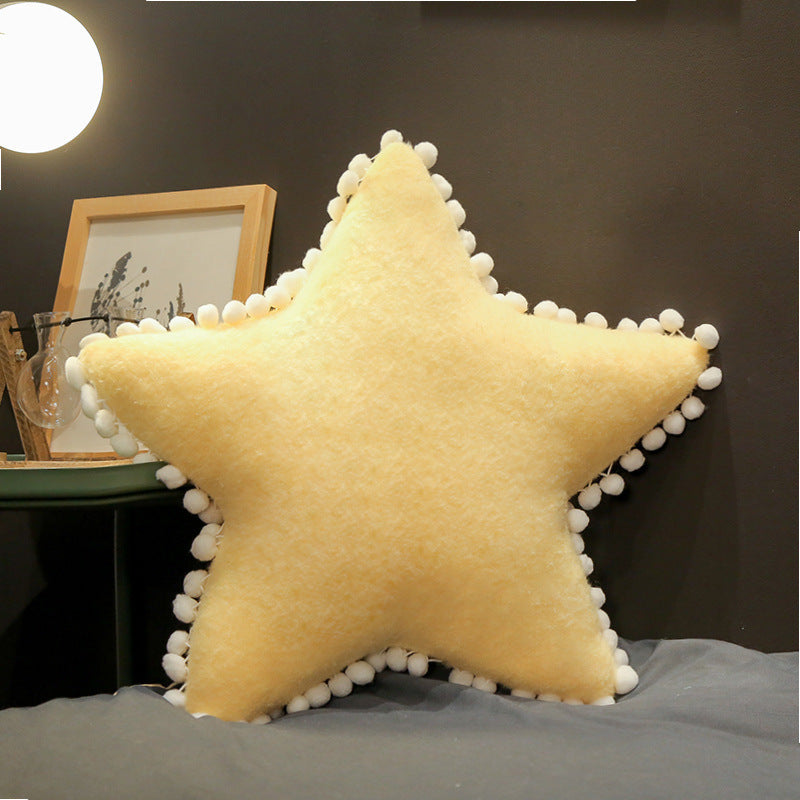 HKM-497043 Plush Cat Cushion Pillow with Star, Moon, and Crown Design for Bedside Decor